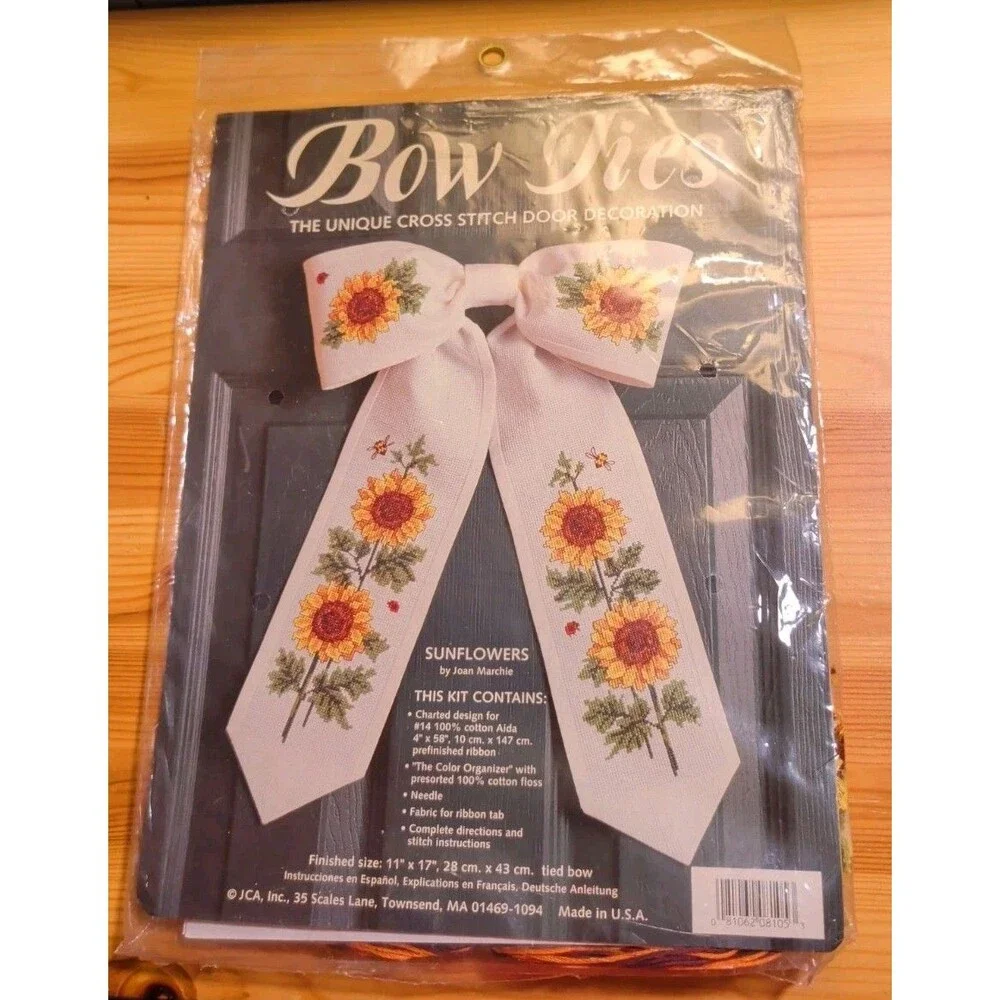 JCA Bow Ties Cross Stitch Door Decoration Kit - Sunflowers #08105